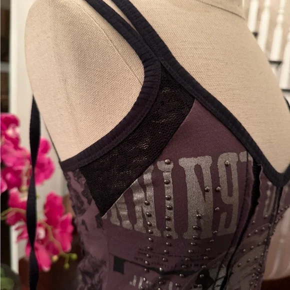 NWT Salvage Purple Graphic Mini Dress Tank Top - Picture 4 of 12